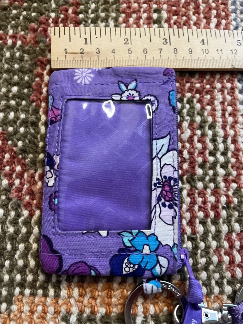 Vera Bradley Zip ID Case Enchanted Garden Card Holder Coin Purse Like New - Picture 3 of 6